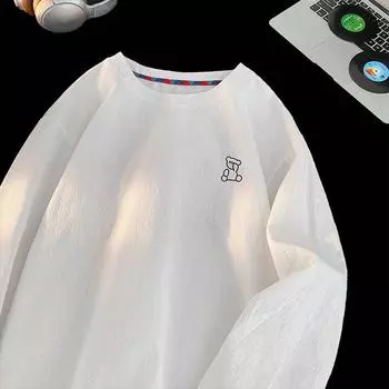 Свободная футболка с круглым вырезом, с базовой футболкой, модная футболка-пуловер с принтом M белый