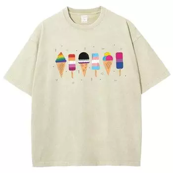 Свободная футболка с круглым вырезом, выстиранный деним, симпатичный принт, тренд, удобная повседневная одежда в стиле ретро для улицы, топы S