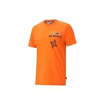 Свободная футболка с принтом Puma x Mr Doodle, мужские топы, огненно-оранжевый 598649-97 XS