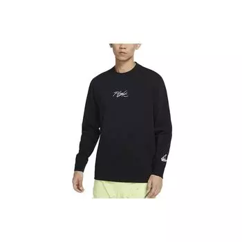 Свободная футболка унисекс с круглым вырезом и длинными рукавами Jordan Flight Essentials с вышивкой, черные DN4428-010 XXXL