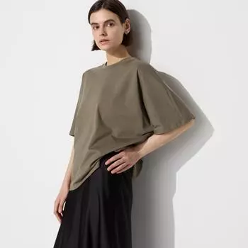 Свободная хлопковая футболка UNIQLO JAPAN с рукавом 5 минут