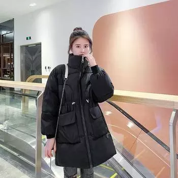 Свободная хлопковая куртка в корейском стиле, модное женское пальто на зиму S красный