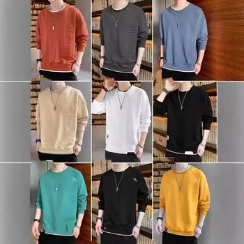 Свободная и повседневная мужская толстовка с круглым вырезом 4XL чёрный