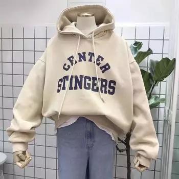 Свободная и универсальная женская куртка с длинными рукавами и плюшевым утолщенным капюшоном. M жёлтый