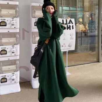 Свободная и утолщенная флисовая длинная юбка, теплое платье-свитер L