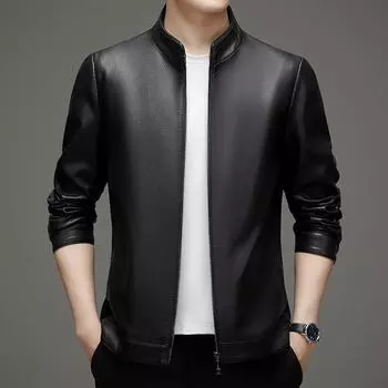 Свободная куртка из овчины и овчины большого размера для мужчин среднего и пожилого возраста, повседневная одежда для пап, кожаная куртка, мужская одежда M