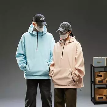 Свободная куртка мужская весна и осень мода топ красивая молодежная популярная повседневная куртка-пуловер с открытыми плечами S чёрный