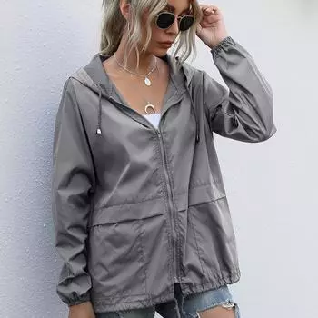 Свободная куртка с капюшоном на молнии для походов и отдыха на открытом воздухе, непромокаемая куртка S чёрный