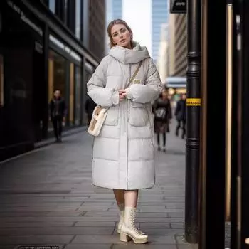 Свободная куртка средней и длинной длины с вафельной подкладкой для женщин, новая утолщенная хлопковая подкладка M серый