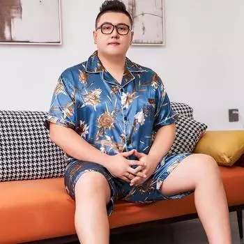 Свободная мужская домашняя одежда с круглым вырезом и коротким рукавом, мужской комплект из двух предметов, простая пижама с принтом для мужчин, летняя новинка L