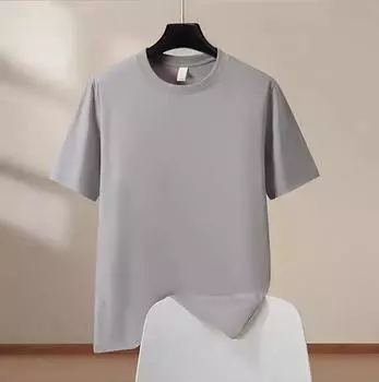 Свободная мужская хлопковая футболка из однотонной дышащей ткани для занятий спортом на открытом воздухе M
