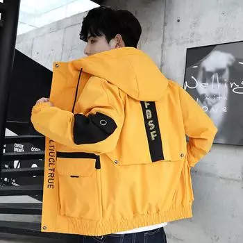 Свободная мужская повседневная куртка с капюшоном для инструментов, трендовая мужская одежда в Европе и США M