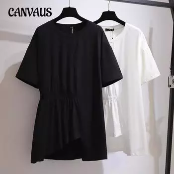 Свободная нижняя рубашка, летняя женская футболка, топы с короткими рукавами больших размеров 2XL белый