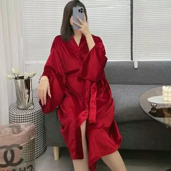 Свободная ночная рубашка-кимоно, зимняя новая женская ночная рубашка, свадебный халат для невесты, теплая велюровая пижама, домашняя одежда, интимное белье S розовый