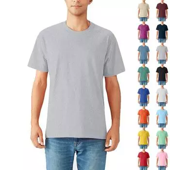 Свободная однотонная футболка с круглым вырезом из чесаного хлопка для мужчин с коротким рукавом S
