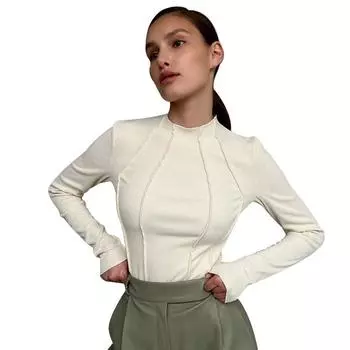 Свободная однотонная универсальная женская футболка с длинными рукавами и круглым вырезом с расклешенными рукавами, узкая вязка S чёрный