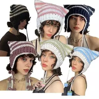 Свободная, открывающая лицо, вязаная шапка с небольшим ворсом для женщин, универсальная, теплая и дышащая, однотонная, с эластичным носком, на осень и зиму 57-59cm Adult