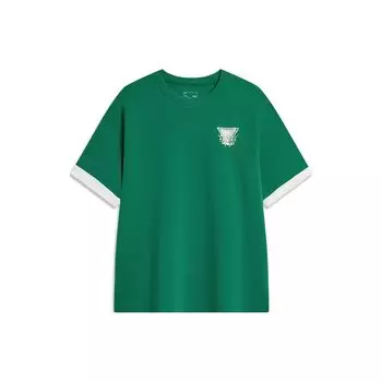 Свободная повседневная футболка Li-Ning Color Block с коротким рукавом и заниженной линией плеч, женские топы, цвет холодный зеленый AHST430-3 S