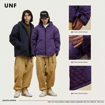 Свободная повседневная и утолщенная однотонная хлопковая куртка нейтрального цвета с хлопковой курткой для утепления, модный брендовый осенне-зимний новый стиль M
