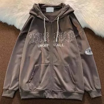 Свободная повседневная куртка-кардиган с капюшоном и карманом с вышивкой букв S чёрный