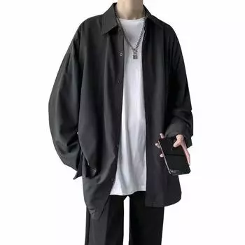 Свободная повседневная мужская куртка-рубашка с длинными рукавами, защищающая от солнца M белый