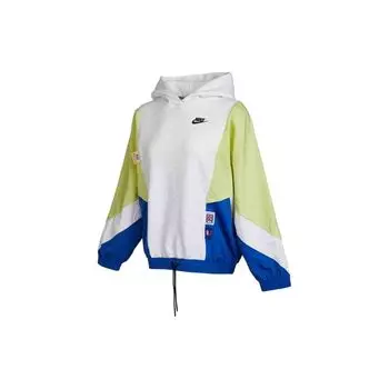 Свободная повседневная женская толстовка с капюшоном Nike Color-Block, светло-зеленая DB3847-051 XL