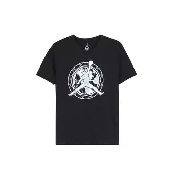 Свободная прямая футболка Jordan Laser Pattern с круглым вырезом, мужские топы, черные 828219-010 XL
