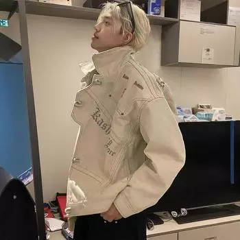 Свободная рабочая куртка в стиле ретро унисекс в американском стиле 2024 года — ранний осенний дизайн Medium абрикосовый