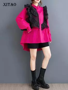 Свободная рубашка с длинным рукавом XITAO ZY8904 One Size чёрный