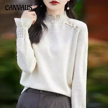 Свободная рубашка со свободным низом, шикарные внутренние топы, кружевные трикотажные плавки с высоким воротом M белый