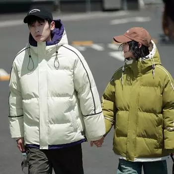 Свободная стеганая куртка с капюшоном, зимняя утолщенная теплая подростковая стеганая куртка S