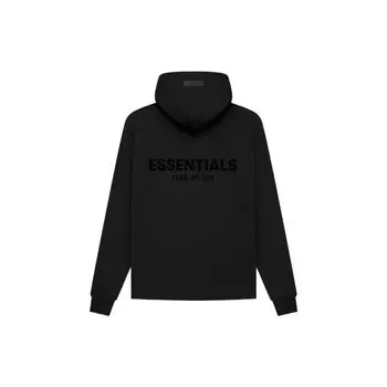 Свободная толстовка Fear of God Essentials осень SS22 с буквенным логотипом на спине и флисовой подкладкой, толстовка унисекс, черная FOG-SS22-334 XXS