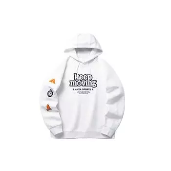 Свободная толстовка с капюшоном Anta Life Series с узором и принтом унисекс, белая 152218705-1 2XL