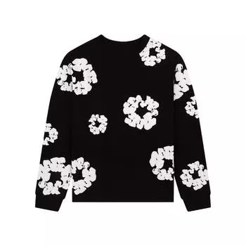 Свободная толстовка с капюшоном в европейском и американском стиле с принтом из пеноматериала и круглым вырезом в стиле хип-хоп, повседневный топ для мужчин и женщин S чёрный