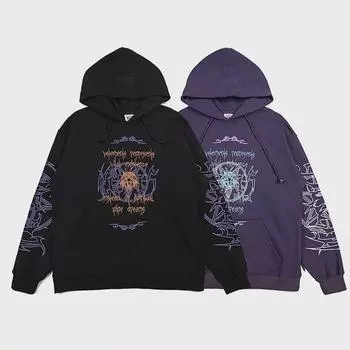 Свободная толстовка с капюшоном в стиле хип-хоп с принтом на санскрите 2022 года для мужчин и женщин XL фиолетовый