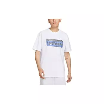 Свободная трикотажная футболка с короткими рукавами Nike Sports Print, мужские топы белого цвета FD1301-100 L