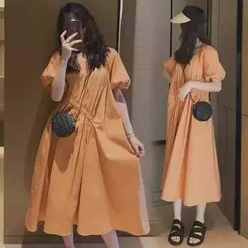 Свободная юбка для беременных из хлопка и льна 2023 года на весну/лето Medium светло-синий