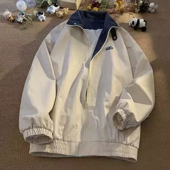 Свободная удобная куртка, стильный женский весенне-осенний плащ, повседневная ветровка на молнии с карманами, универсальная XXXL синий