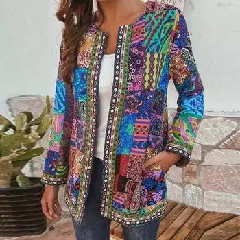 Свободная верхняя одежда, стильный ветрозащитный кардиган с круглым вырезом, пальто на весну и осень, винтажный кардиган в этническом стиле, пальто-кардиган для школы XL темно-синий