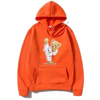 Свободная версия винно-красного цвета с капюшоном, толстовка с принтом медведя, модная повседневная толстовка с длинными рукавами, мужская спортивная одежда для отдыха на открытом воздухе, абсолютно новая S
