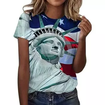 Свободная женская футболка с круглым вырезом и принтом национального флага, 3D футболки с короткими рукавами для женщин S