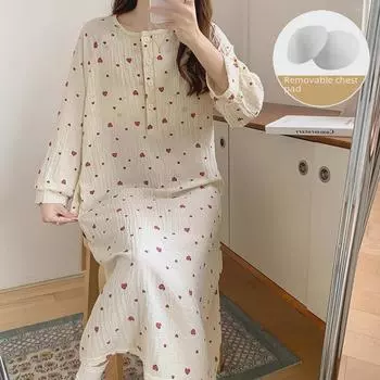 Свободная женская ночная рубашка в стиле принцессы с нагрудной подкладкой, весна/лето 2024 г. — пижама с рукавом три четверти для дома или улицы XXL