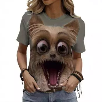 Свободная женская одежда больших размеров, летние футболки с коротким рукавом и V-образным вырезом, топы с 3D-принтом, повседневные футболки для женщин, одежда S