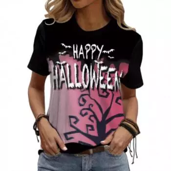 Свободная женская одежда больших размеров, летние футболки с коротким рукавом и круглым вырезом, топы с 3D-принтом, повседневные футболки для женщин, одежда S