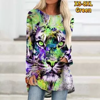 Свободная женская осенняя толстовка большого размера с длинными рукавами и принтом граффити для пожилых людей с текстурой XS-8XL L