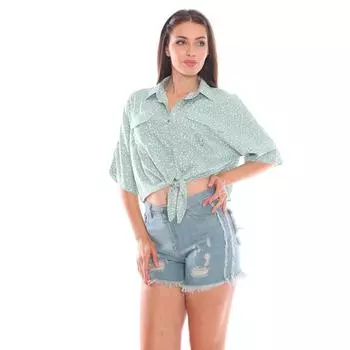 Свободная женская рубашка с завязкой спереди