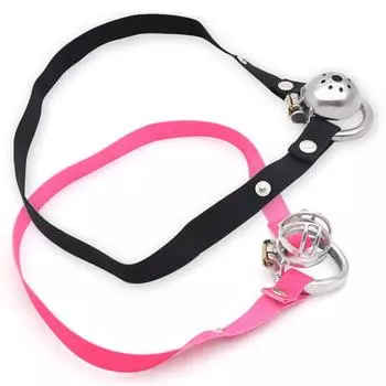 Свободно регулируемый вспомогательный ремень 18 + Мужская клетка целомудрия Противоотключающее устройство Эластичная лента БДСМ-бинты Игры для взрослых Товары Секс-игрушки для мам pink with 45mm ring