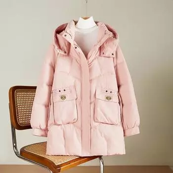 Свободное хлопковое пальто в корейском стиле для женщин, теплая модная верхняя одежда на осень и зиму M красный