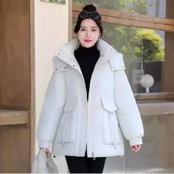 Свободное и короткое пальто из хлопка, толстая куртка с уникальным дизайном M красный