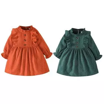 Свободное платье для девочек 1-5 лет с принтом в горошек, платье принцессы для маленьких девочек 110